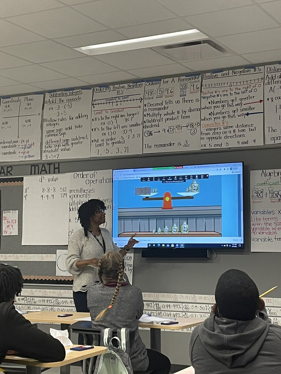 cbrasher78's tweet photo. Ms. Thompson is bringing balancing equations alive in math class today…….. connecting meaning to the concept. 🖤🐝💛#StarkvilleSpark @PartnerMiddle @StarkvilleSD https://t.co/Vp2MzCGi1O