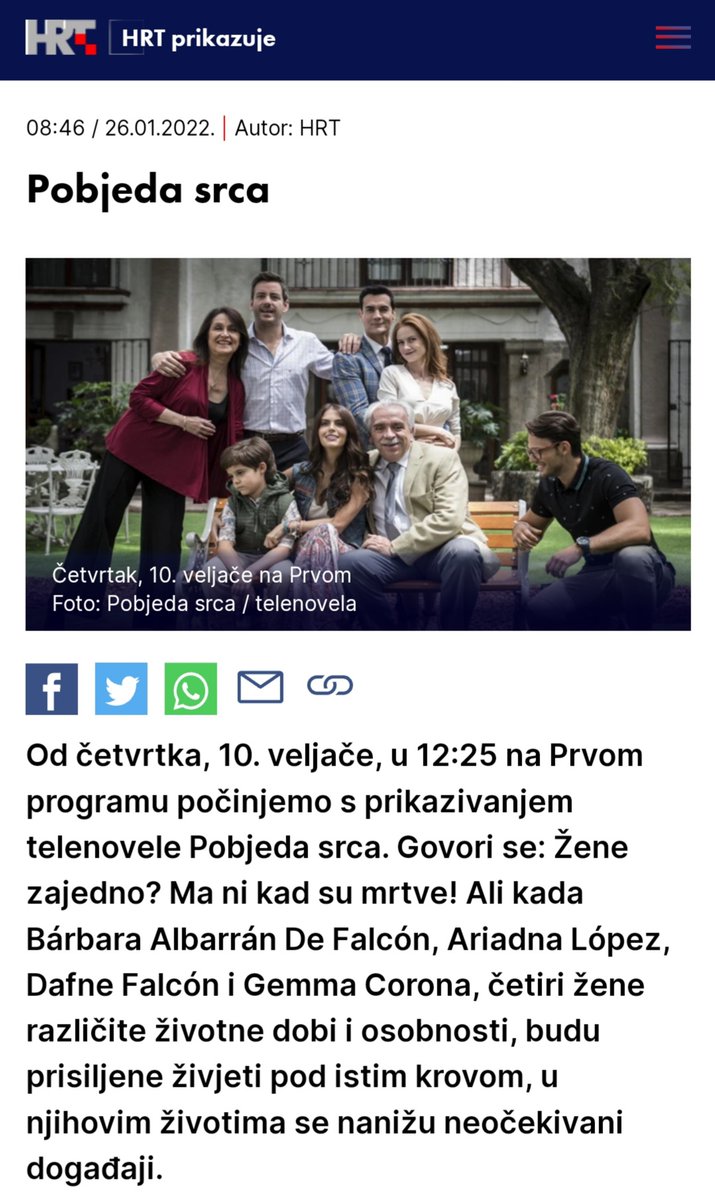 Tayi_Sol's tweet photo. 🎉 GRAN ESTRENO EN CROACIA 🎊
~ jueves, 10 de febrero de 2022 🗓
Vencer el desamor = Pobjeda srca (croat.)
▪︎ por el programa 📺 croata 🇭🇷 HRT1 
▪︎ de lunes a viernes ☀️
▪︎ a las 12:25 pm 🕧
@AleGarcia_Of @CHRISDELACAMPA @RAQUELMORELLmex @reyeslourdes @barbara_falconi https://t.co/VJvj8xOy3C