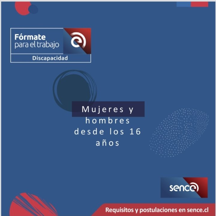 Senceafta's tweet photo. Si eres mayor de 16 años, resides en #Antofagasta y presentas alguna situacion de discapacidad te invitamos a postular cursos Act. Administ. Contabilidad y Tributaria https://t.co/UFEre5sspo �� Cajero https://t.co/EnIoBDYwt3 ó cambia el -1 final por -2 @claudiameneseso @SenceChile https://t.co/xwAShUhw7X