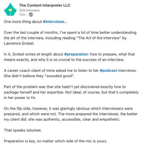 continterpreter's tweet photo. A good lesson in #interviews and in life: when it doesn't go quite the way you had hoped, it's not always your fault. https://t.co/jc9VzyXOW6