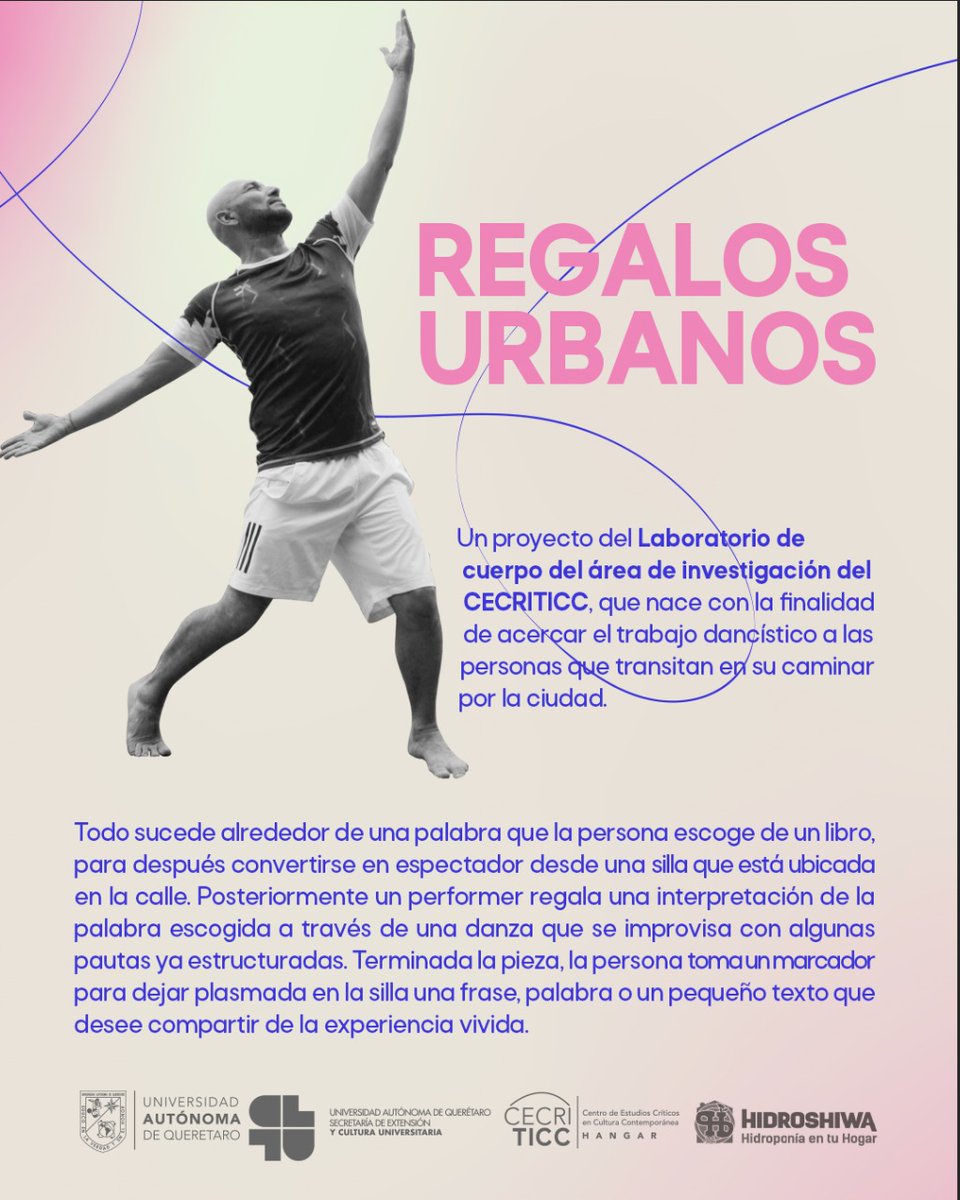 💃🏻 𝗥𝗘𝗚𝗔𝗟𝗢𝗦 𝗨𝗥𝗕𝗔𝗡𝗢𝗦 estará presente en las calles de la ciudad en los próximos días ¿Te gustaría vivir la experiencia? 

<a href="/UAQmx/">UAQmx</a>
#RegalosUrbanos #CECRITICCUAQ #Querétaro #UAQ #SomosUAQ #artistas #danza