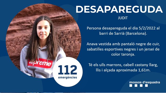 magradacat's tweet photo. 🔴 Els Mossos demanen col·laboració per trobar una noia de 17 anys desapareguda a Barcelona 🔴 Comparteix-ho per arribar a més gent.

👉https://t.co/8vCZzmHji5 https://t.co/vgfKYxXui9