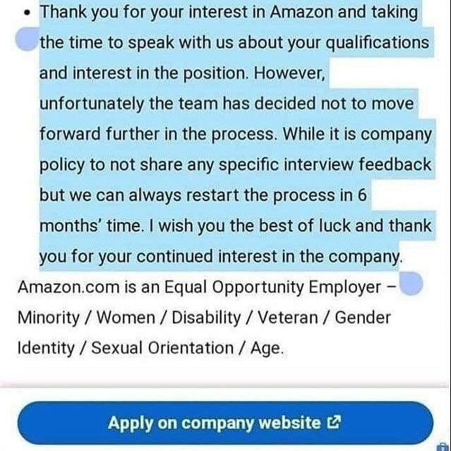 codeburnout's tweet image. How you get rejected before you apply? How that work @amazon 😂