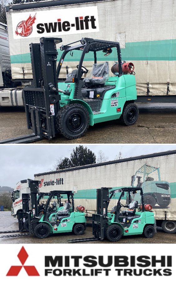 Lean, Mean and Mitsubishi Green!! The Mitsubishi Gas Forklift with low running costs and low emissions in line with Euro Stage V regulations. New fleet delivered to a <a href="/Swielift/">Swie-lift</a> customer!! #rental #forklift