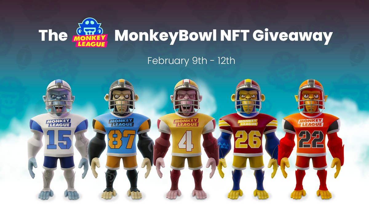 LINEUP_games's tweet photo. Here. we. GO! 

Today's winners of the 4-day super Limited Edition MonkeyBowl Monkey NFT Giveaway celebrating the #SuperBowl ....🥁🥁

Congrats to @Dim_VideoGuru &amp; 
@bgw4all on becoming new MonkeyPioneers! And with some stacked Monkeys!🚀🐵⚽️

LFG!

$MBS #NFTGiveaway https://t.co/6u1euXFP4b