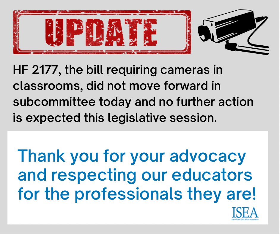 IowaSEA's tweet photo. Good news to report from the Capitol.
#iaedfuture #iaedchat #StrongPublicSchools https://t.co/crnFUC2qWg