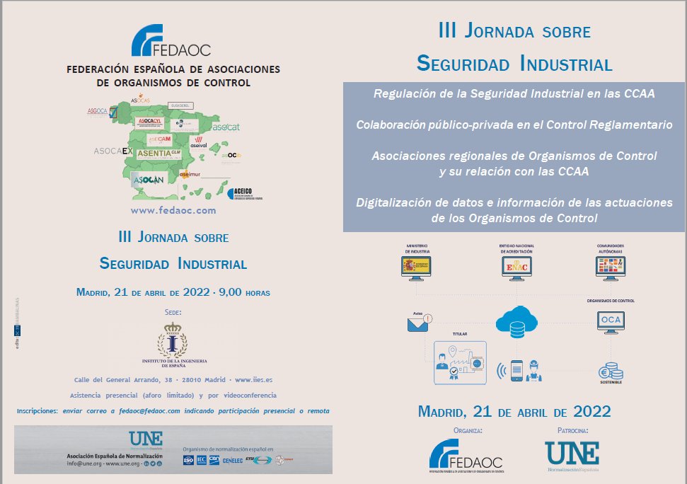 ASOCACYL's tweet photo. Cita con la III Jornada Nacional de Seguridad Industrial: 21 de abril de 2022 https://t.co/oKSEruanWl