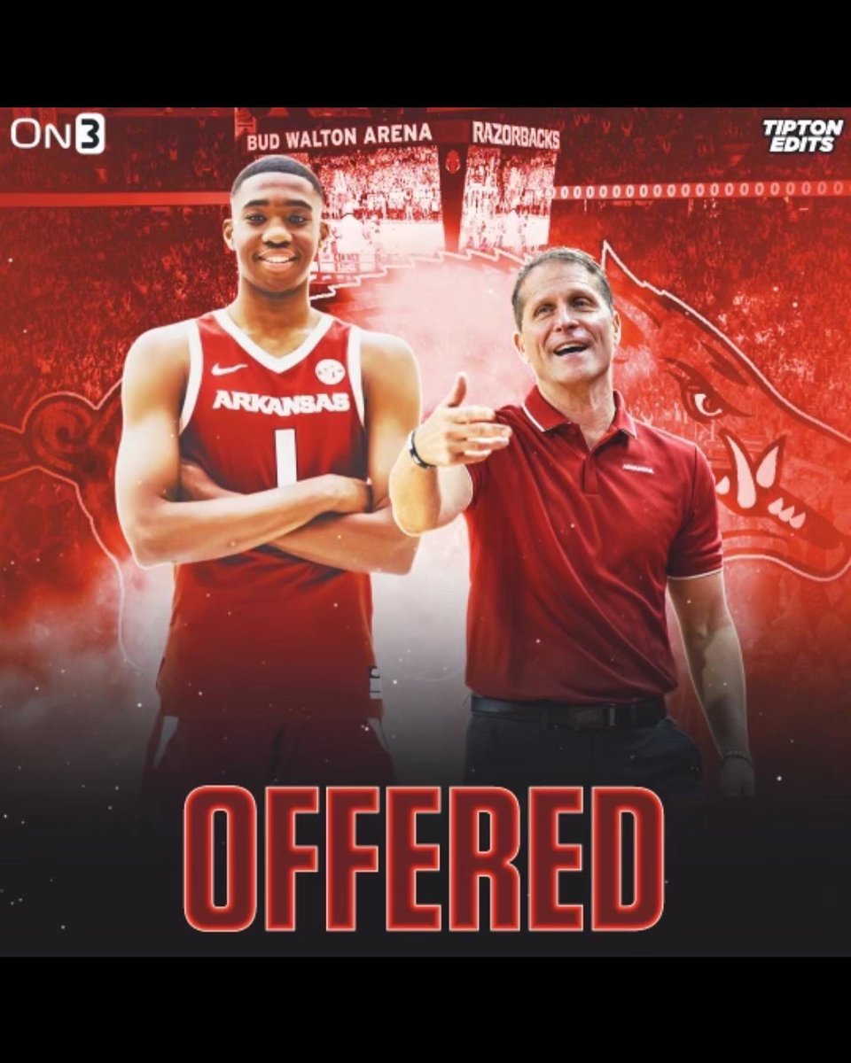 brandonGarriso's tweet photo. Blessed to receive an offer from Arkansas University and Coach @EricPMusselman @arkansasmbb https://t.co/c5ivbETF26