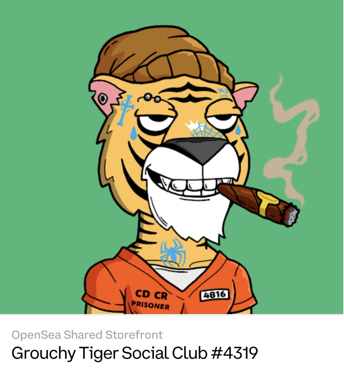 20TwentyTwice20's tweet photo. The @grouchytigers community is awesome! 

We have breeding &amp; utility!

Come join us! Here’s mine 👇

#nft #nftart #cryptoart #digitalart #nftcollector #nftcommunity #3d #art #nfts #nftartist #nftutility #crypto #eth #blockchain #opensea #openseanft #grouchytigers #GTSC  @opensea https://t.co/acINtADfLo