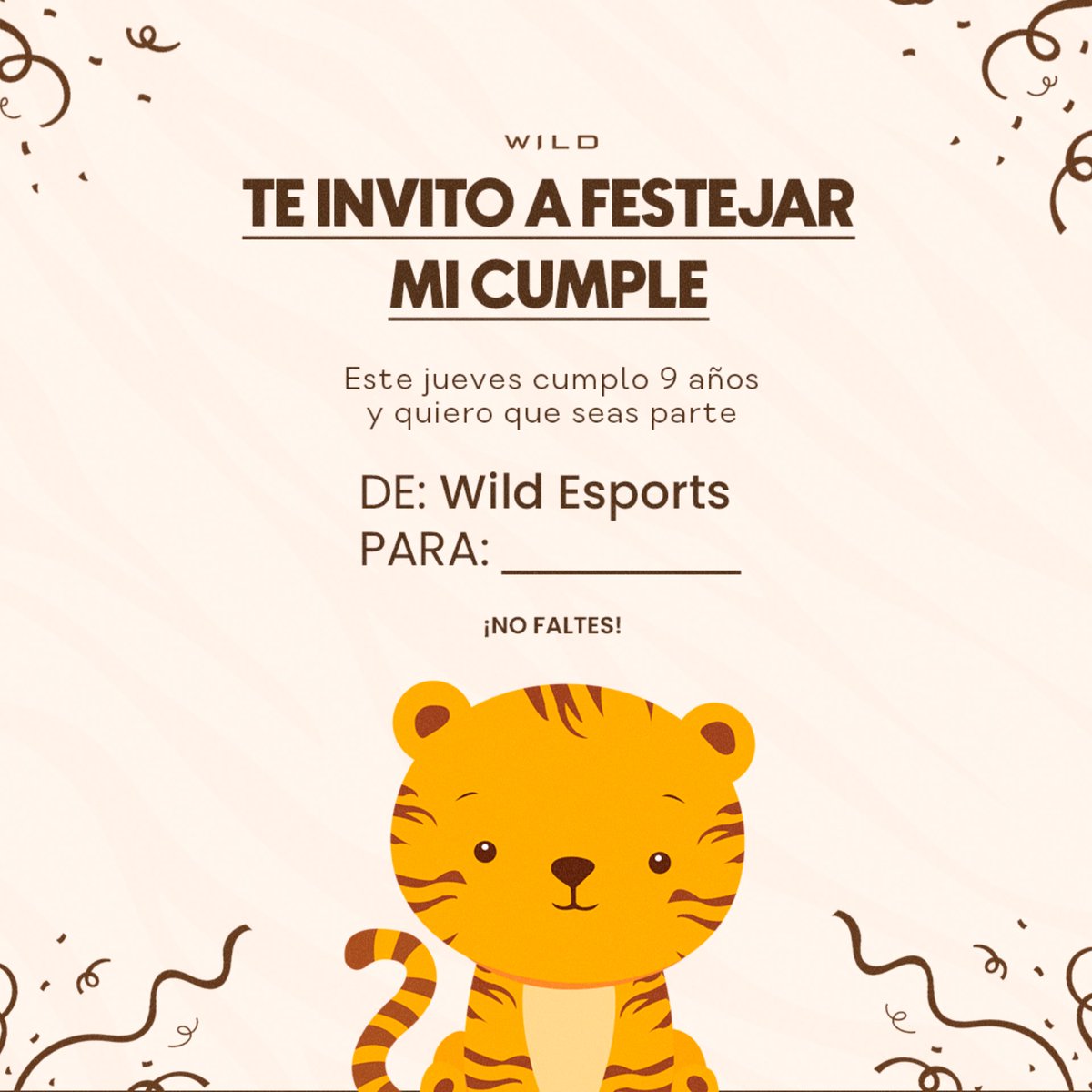 ¡Mañana festejo mi noveno cumpleaños! 🐯

Va a haber sorpresas y muchas cosas de las que te vas a enterar a lo largo del festejo de mi aniversario.

¡NO FALTES!

#BeWild
