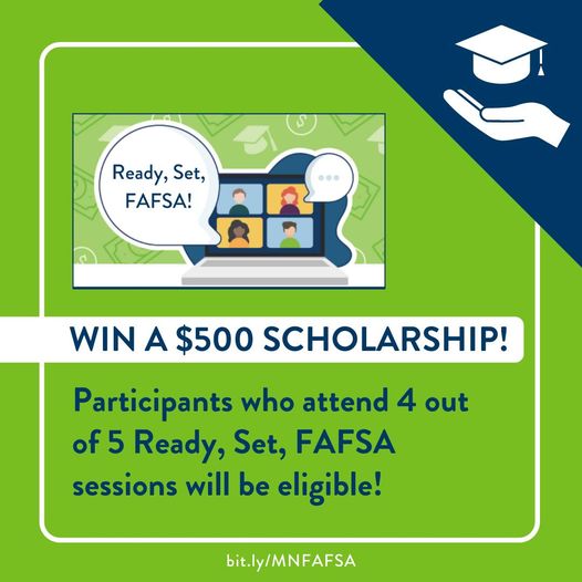 Telemundomsp's tweet photo. ¿Necesitas ayuda financiera para tus estudios superiores?‍💲🧑‍🎓

Todavía puedes registrarte a los eventos virtuales #ReadySetFAFSA GRATIS para estudiantes y familias de Minnesota.

¡No pierdas esta oportunidad! 

Regístrate: https://t.co/eWxAchaM3M

@MnOfficeHiEd @latinochambermn https://t.co/71qOX5qANB
