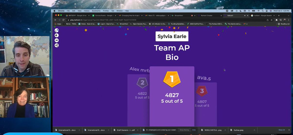 TechBioBek's tweet image. Such an inspiring time with @SylviaEarle Thank you @EBTSOYP  Team #APBio3 was so inspired and will continue to explore and ask &quot;why not?&quot; We won the Kahoot too #ndbtigers