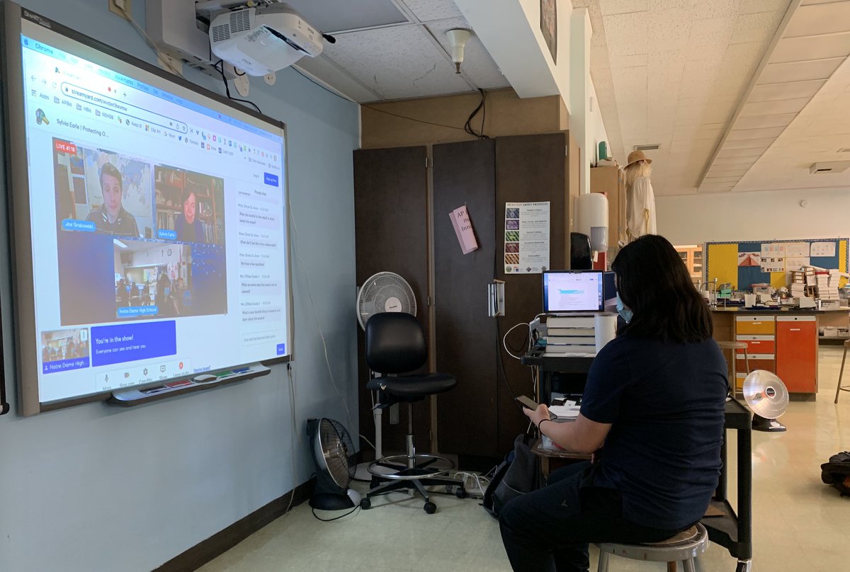 TechBioBek's tweet image. Such an inspiring time with @SylviaEarle Thank you @EBTSOYP  Team #APBio3 was so inspired and will continue to explore and ask &quot;why not?&quot; We won the Kahoot too #ndbtigers