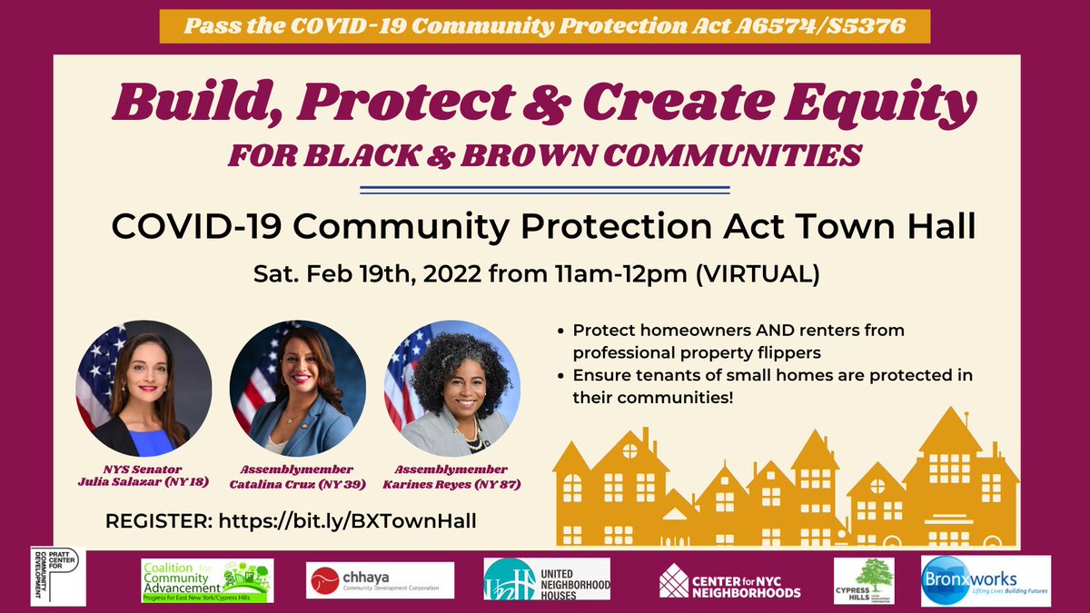 BronxWorks's tweet photo. Join us for a Bronx virtual town hall on 2/19 at 11AM to call on leaders to PASS the #CommunityProtectionAct and protect NYC neighborhoods! @KarinesReyes87
Register: https://t.co/q2fLbXZgBa https://t.co/JMeJWfRkBw