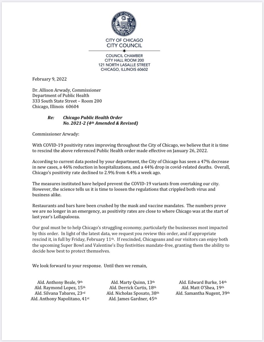 RaymondALopez's tweet photo. I am proud to stand with my colleagues @Alderman_Beale @AldermanTabares @mattoshea19 @aldcurtis18 @aldnapolitano41, Ald Sposato, Ald Burke, Ald Quinn, Ald Gardiner in demanding @ChiPublicHealth &amp; @chicagosmayor end the mask/vax mandates by Feb 11th! https://t.co/FZliqIDeat