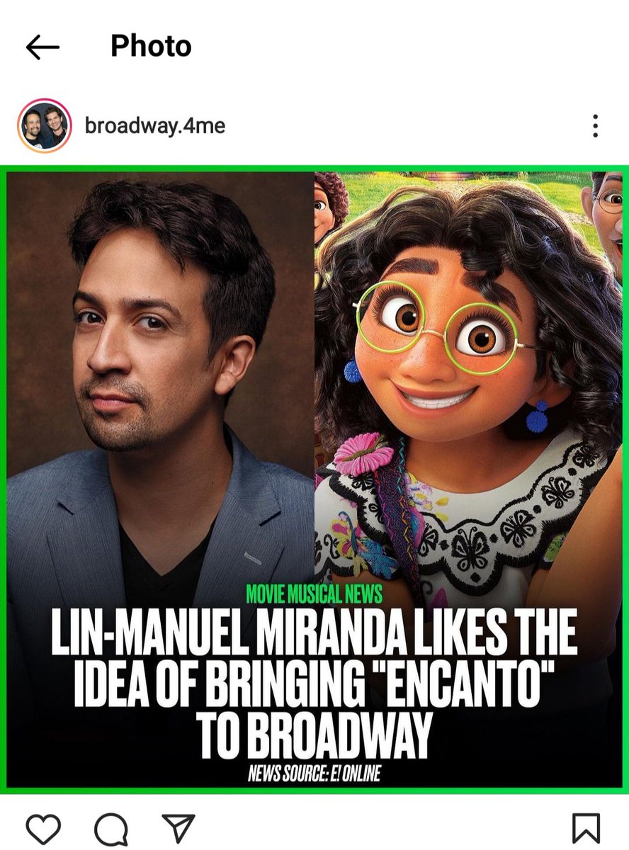 vruiz061l's tweet photo. it know @Lin_Manuel  going make encanto on Broadway 🎶❤️ https://t.co/nfwjvqxToG