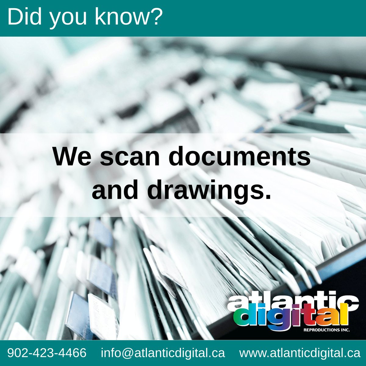 ADRPrint's tweet photo. Atlantic Digital can take care of the files taking up valuable space in your office by digitizing them and providing you searchable PDF documents. 
Contact us today to inquire how we can be of service!
#documentscanning #oldfiles #declutter #images https://t.co/QAz0pYja0O
