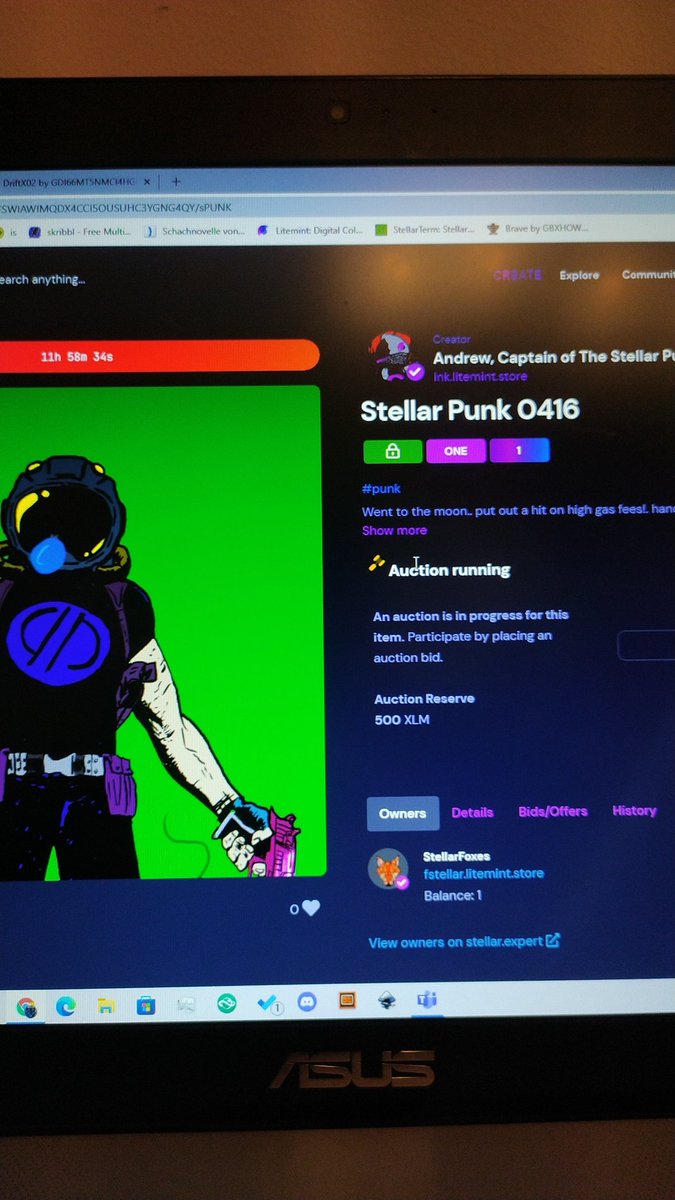 Stellar_Foxes's tweet photo. It is a shame to set an auction for my #stellarpunk but @InterstellarISX needs my money😂🤘🚀 https://t.co/yZKojCp6SL