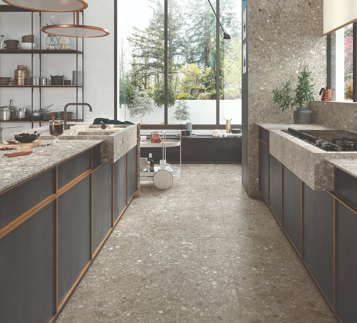 Large-format #ItalianTiles are an ideal surfacing choice for kitchens - functioning as practical, yet stylish solutions! And, unlike other options that tend to stain and change color over time, porcelain tile is fade-proof and stain resistant! #CeramicsOfItaly #WhyTile @WhyTile
