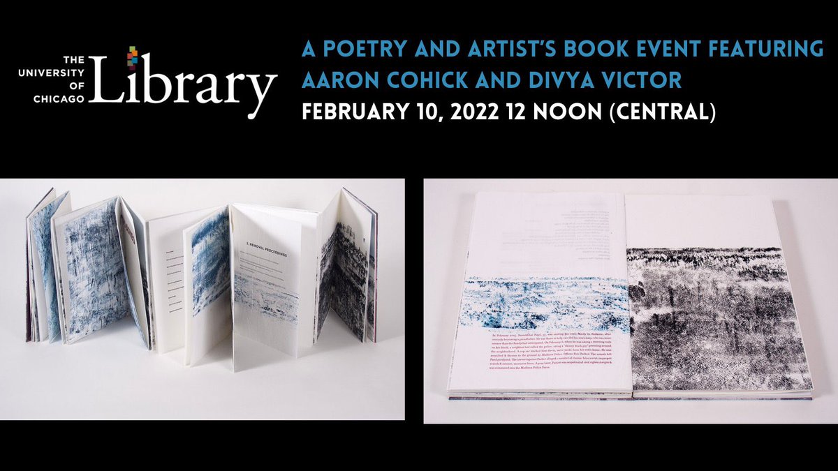 On Thursday, I get to introduce Divya Victor @sugaronthegash and Aaron Cohick <a href="/ColoradoCollege/">Colorado College</a> who will discuss their collaboration on the artist’s book edition of CURB (a crucial, potent text) which you can visit in Special Collections <a href="/UChicago/">The University of Chicago</a> thanks to André Wenzel!