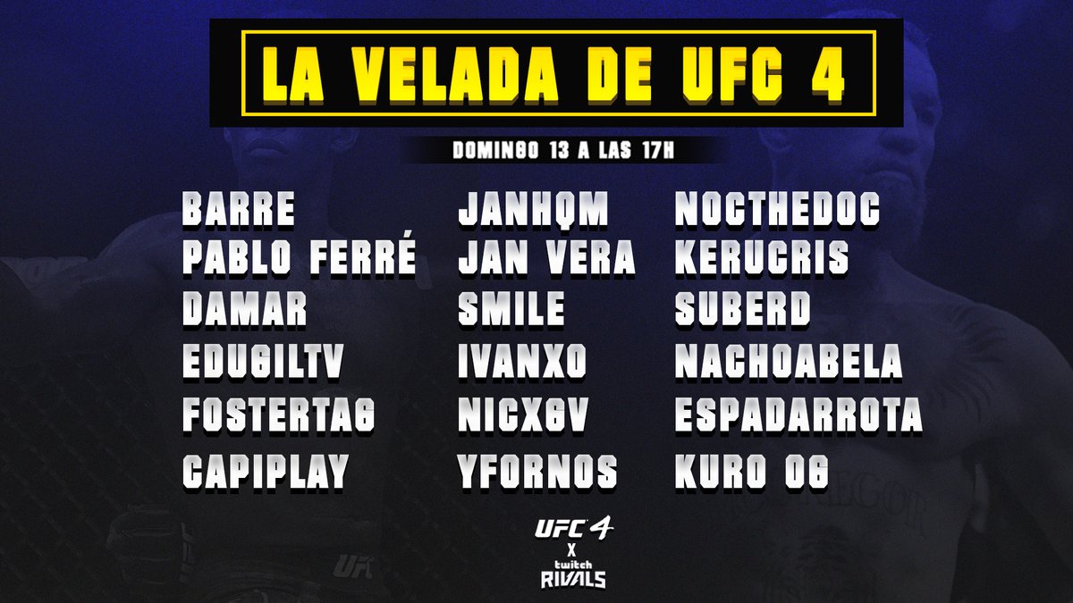 IAmKuroOG's tweet photo. Esta noche presentamos DON @yfornos1 y un servidor

https://t.co/88xlnIPBKn 

⭐LA VELADA DE LA UFC⭐

Confirmamos todos los streamers que participarán en el torneo, muchas gracias a todos los que habéis apoyado esto y a los participantes

Este DOMINGO 13 a partir de las 17h 🥊🥊 https://t.co/AszidYXgL9