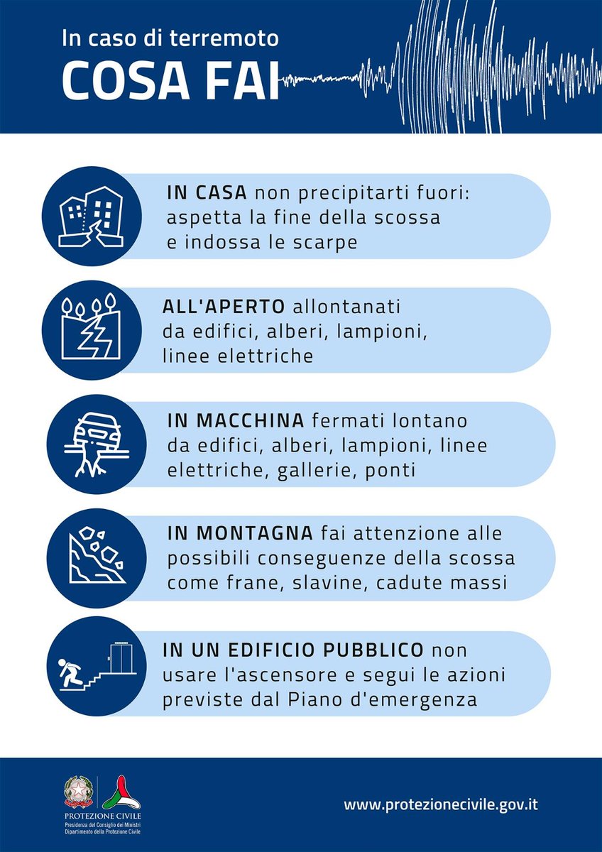 DPCgov's tweet photo. #9febbraio🔴 Due scosse di #terremoto sono state avvertite in provincia di #ReggioEmilia. 
Sai come comportarti?👇 https://t.co/UjvKDDPtdQ
