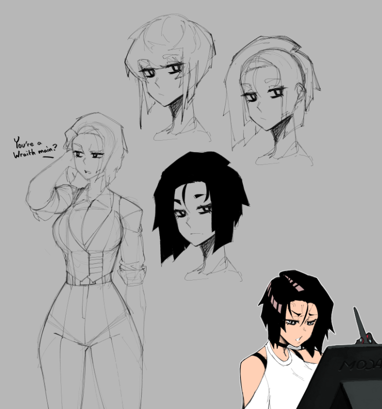 some sketches of the draw girl
who I'm just gonna call Em 