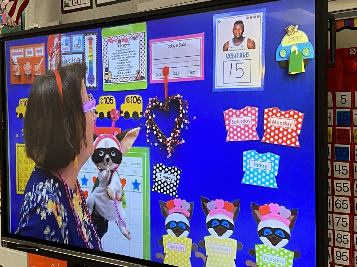 MichelleTorbey's tweet photo. Ms. Lindeman has incorporated @Oscartshiebwe34 ‘s rebounds into her daily calendar show at Veterans Park Elementary. #BBN https://t.co/RG1gJYNMWa