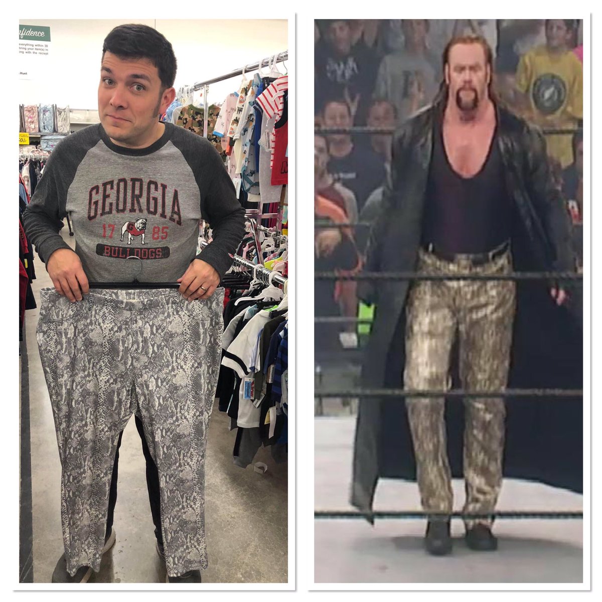 TalkingTaker's tweet photo. Did our own #TwitterlessTravis stumble across a piece of Undertaker history at a thrift store in Tennessee? You be the fashion police and let us know!
Check out our Survivor Series 2000 episode in the archive to hear our analysis on these infamous pants! https://t.co/ML43ZB5pSE https://t.co/LW5MN2GVm4