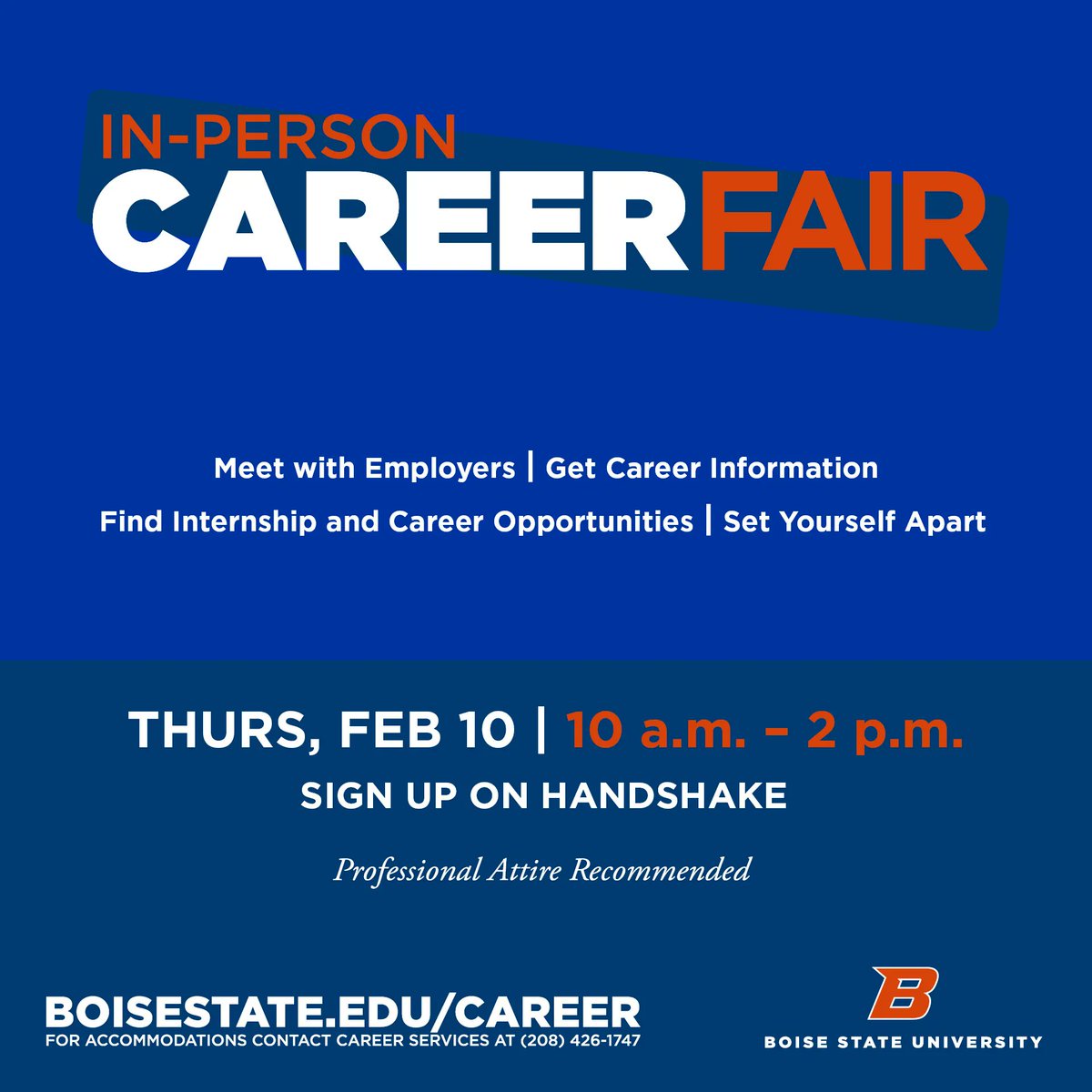 See you tomorrow at the Career Fair! #hireboisestate #broncohired
