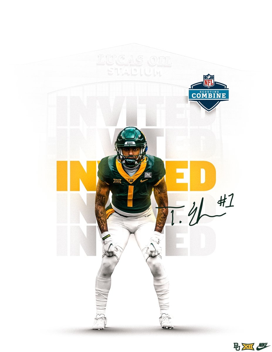 BUFootball's tweet photo. 𝗜𝗡𝗩𝗜𝗧𝗘𝗗

7 of our guys are headed to Indy for the NFL Combine! 

▪️ 11th most nationally
▪️ 2nd most in the Big 12
▪️ 2nd most in Texas

#SicEm | #BUncommon https://t.co/nirjRyKOmY
