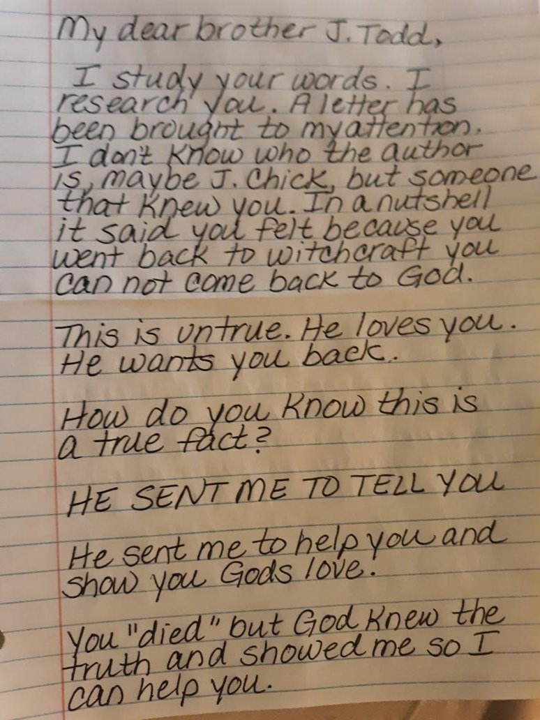trutherbotbitch's tweet photo. I am excited to report on the progress with John Todd
Today I took him homemade chilli, the book "The Great Controversy " and a letter I wrote to him
I told him that God loves him and I would be back in about a week with beef stew
God is able
Love is the key https://t.co/zxhEf1zClx