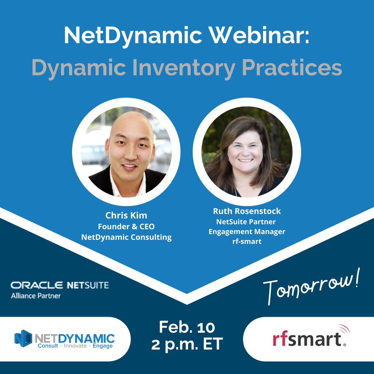 Net_Dynamic's tweet photo. Register for tomorrow's #FREEwebinar, "Dynamic Inventory Practices," to get your #inventory is in great shape for 2022: https://t.co/Y4DTsssSaq

#NetDynamicConsulting and RF-SMART will share tips and custom #NetSuite solutions for your business!

#erp https://t.co/GFCYDZom28