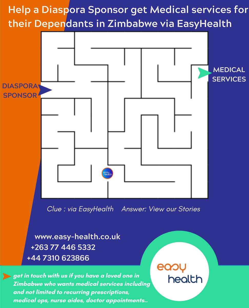 easyhealthss's tweet photo. #EasyMaze : Help a Diaspora Sponsor get Medical services for their Loved ones in Zimbabwe 🇿🇼

#EasyHealth is a smart healthcare portal bridging Diaspora and Healthcare providers in Zimbabwe 🇿🇼

Registration link: https://t.co/R01eIgw5ZQ 

powered by @socialgene365 https://t.co/5vG3RLHbEC