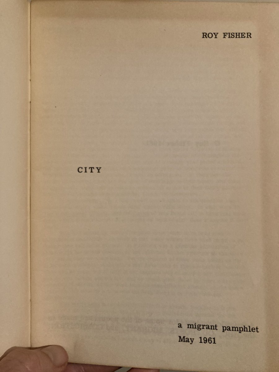 nemoloris's tweet image. The design of the 1961 Migrant Press edition of Roy Fisher’s City might be diplomatically described as ‘unprepossessing’. One of approx. 300, I believe.
