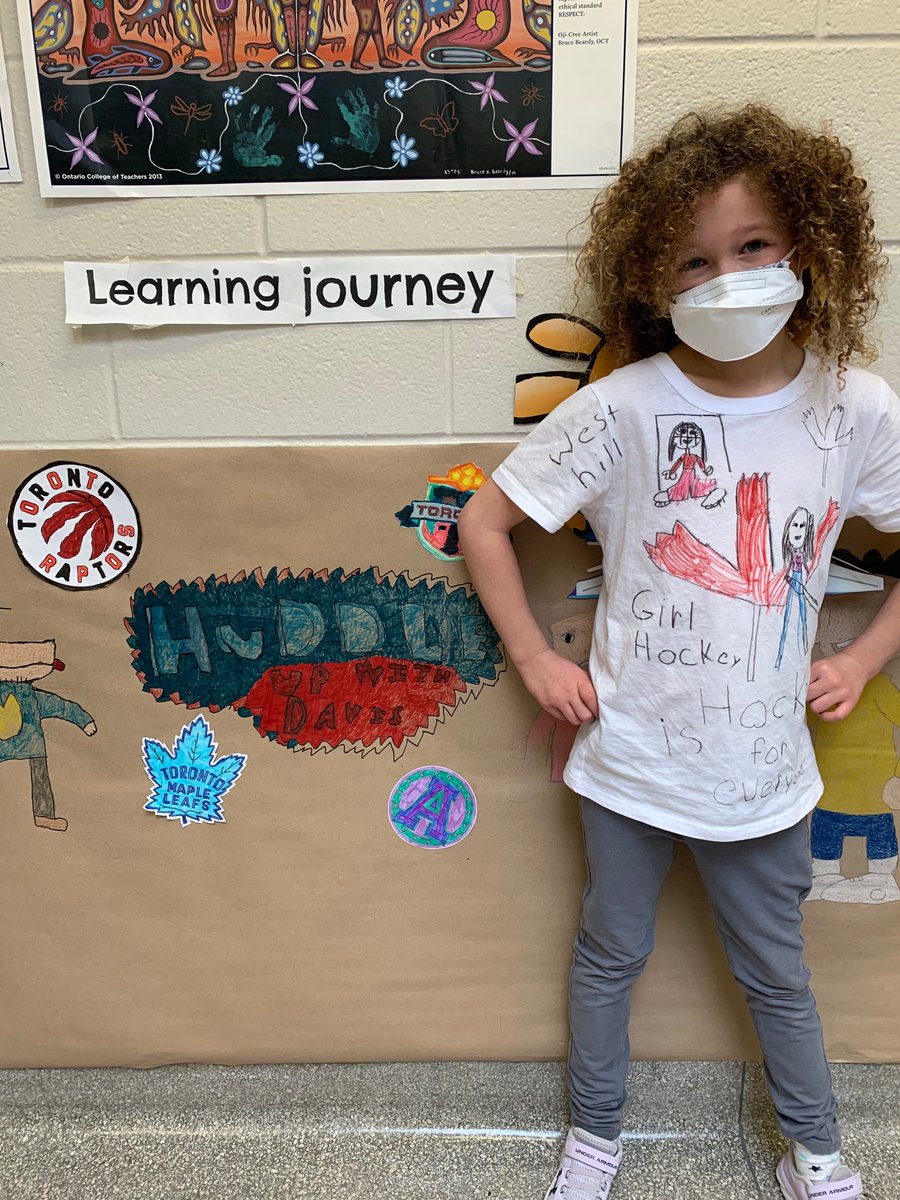 nccardoso_tasha's tweet photo. Learning diversity &amp; inclusion in the library @TDSB_DavisJPS so proud as Ss demonstrate learning through creations incl. this T-shirt! #Hockey is for everyone! @ArgoJC @tdsb @HockeyEquality #unitedbysport https://t.co/8BW4WqKMxM