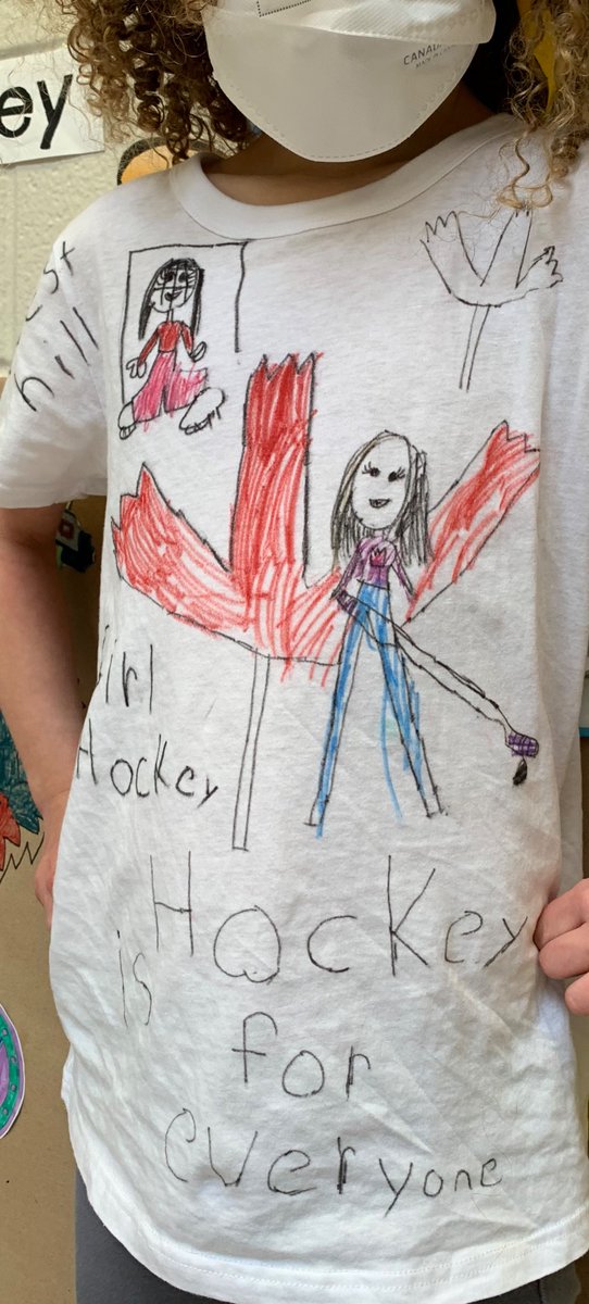 nccardoso_tasha's tweet photo. Learning diversity &amp; inclusion in the library @TDSB_DavisJPS so proud as Ss demonstrate learning through creations incl. this T-shirt! #Hockey is for everyone! @ArgoJC @tdsb @HockeyEquality #unitedbysport https://t.co/8BW4WqKMxM