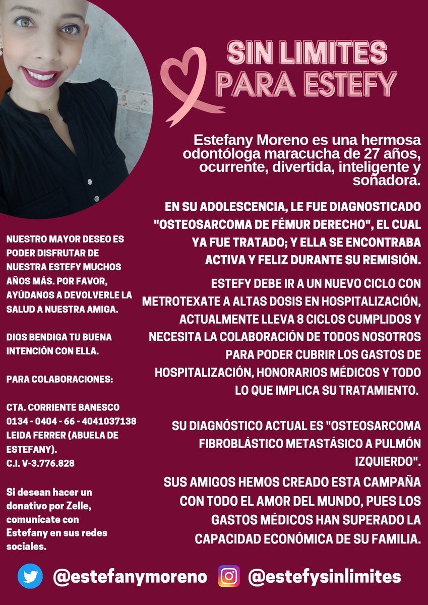negromangueraa's tweet photo. Y si hacemos esto TENDENCIA?

Y si donamos un dolarcito a Estefany?

Si no tienes para donar, da RT

Si somos muchos podemos hacer mucho, quien me ayuda?

Conozcan a @estefanymoreno https://t.co/13NkeL8a9U