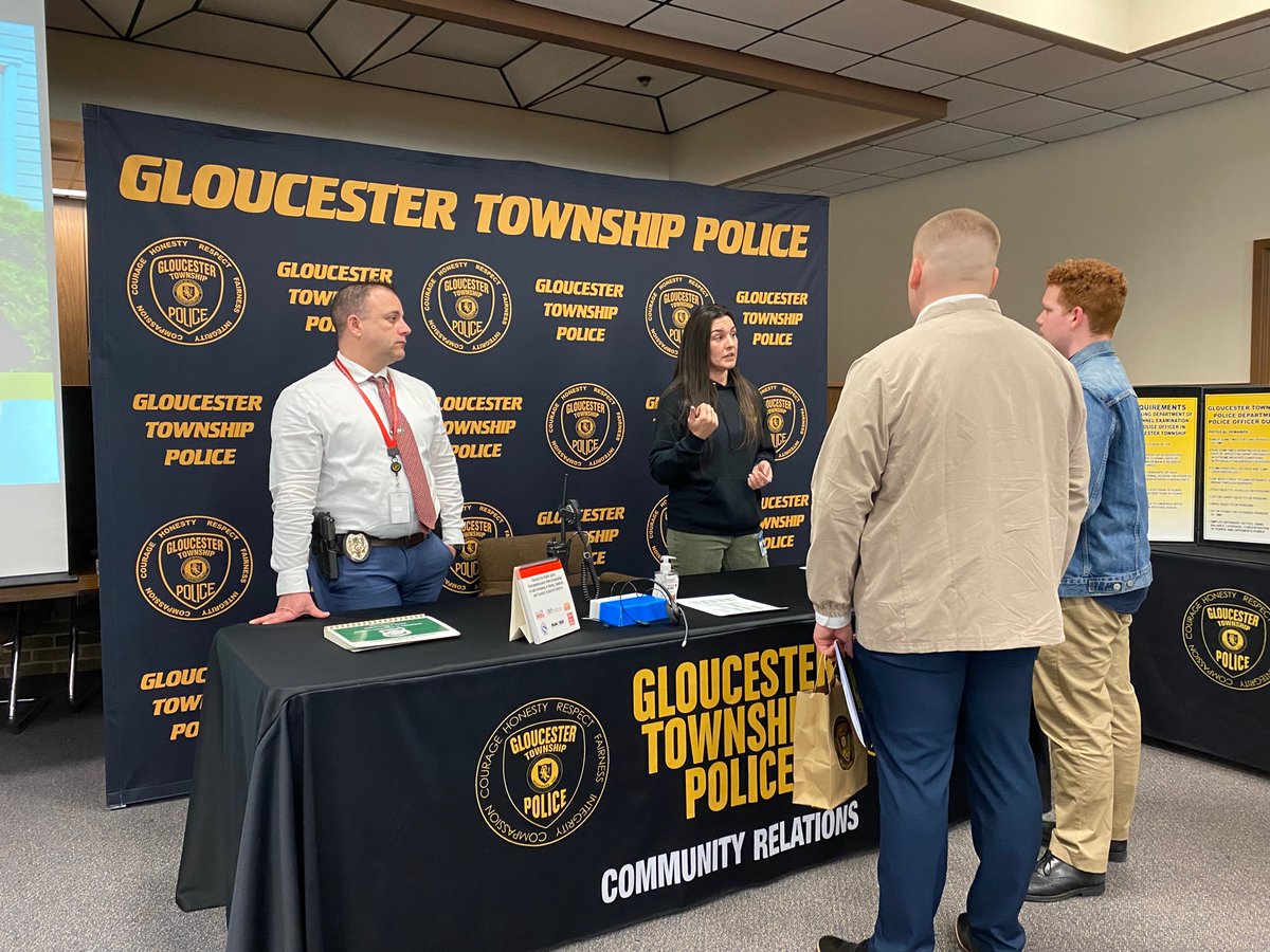 GloTwpPolice's tweet photo. Gloucester Township Police is currently holding our Open House until 5pm today! Join us to find out information on becoming a police officer, dispatcher, SLEO I officer, or crossing guard. #JoinGTPD https://t.co/PceAWLilci