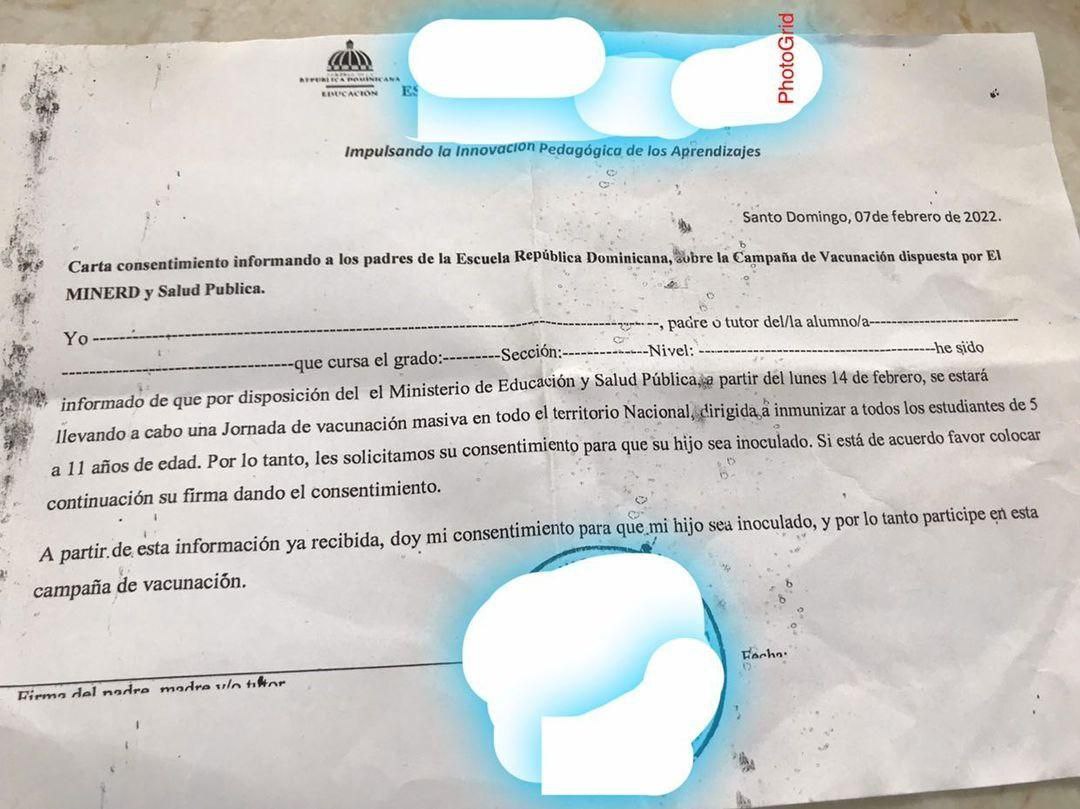 Altair2370's tweet photo. ¡¡PADRES!! CUANDO LES LLEGUE ESTE "CONSENTIMIENTO" PARA "PUYAR" A SUS HIJOS, HAGAN UN VIDEO ROMPIENDOLO Y SUBANLO A SUS REDES SOCIALES COMO MUESTRA DE REPUDIO Y PROTESTA POR ESTA BARBARIE. #DictaduraSanitariaRD #RDProtestaFeb27 @SaludPublicaRD @RaquelPenaVice https://t.co/GF1dovMvx6