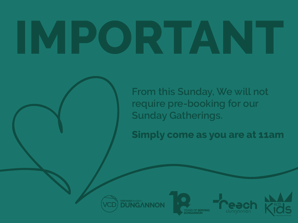 vineyarddgn's tweet photo. *IMPORTANT*
From this Sunday, we will no longer require pre-registration for our Sunday Gathering! Simply come as you are at 11am to our Storehouse Venue and you'll get the same warm welcome you always do from our wonderful welcome team! https://t.co/D2nfKogscK