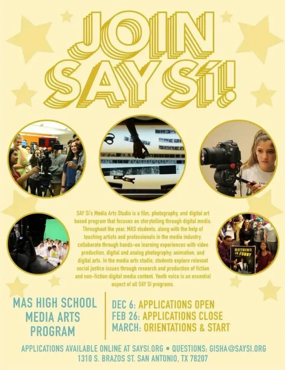 idream_sa's tweet photo. Do you have an interest in Theatre Arts or Media Arts? 🎥🎭 Check out these great opportunities through @SAYSi_SA 🙌

Deadline to apply for these programs is Feb 26th🚨 

➡️ Visit: https://t.co/7JUwv02gdD 

#Arts #TheatreArts #MediaArts #DreamSA #BelieveItAchieveIt #Youth #SATx https://t.co/gtecK13V9F
