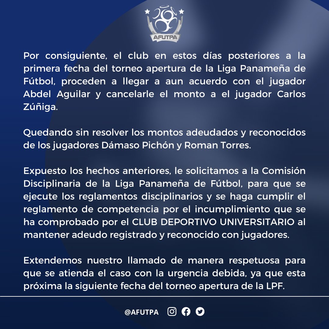 AFUTPA's tweet photo. Situación actual del club @UDUniversitario https://t.co/OUisMneh0Z