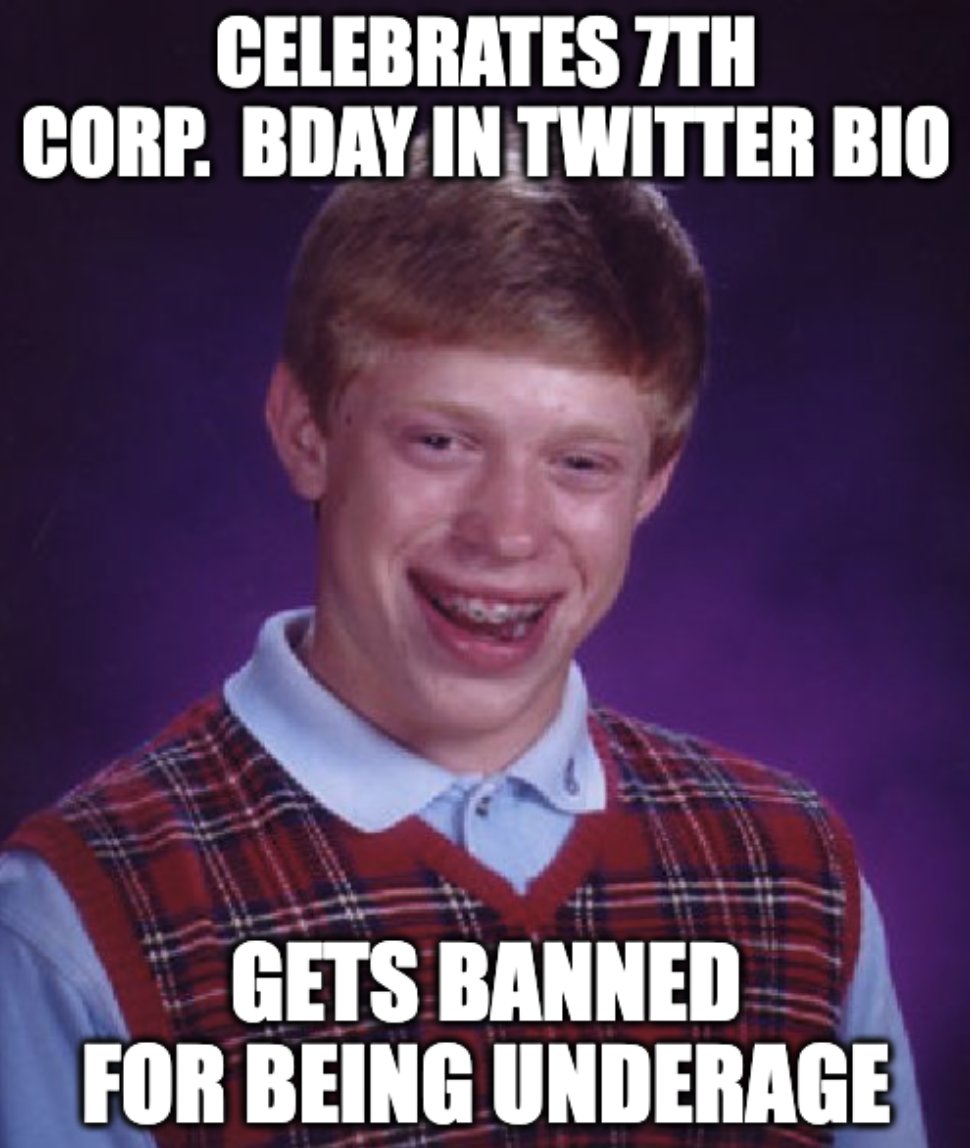 DannyQueso's tweet photo. On my seventh birthday party I had a pool party. We ate pizza and did a water balloon toss. I think a slip n' slide was the marquee event. On #CockroachDB's 7th birthday, they got banned from Twitter #KidsTheseDays https://t.co/aLCltd2qAH