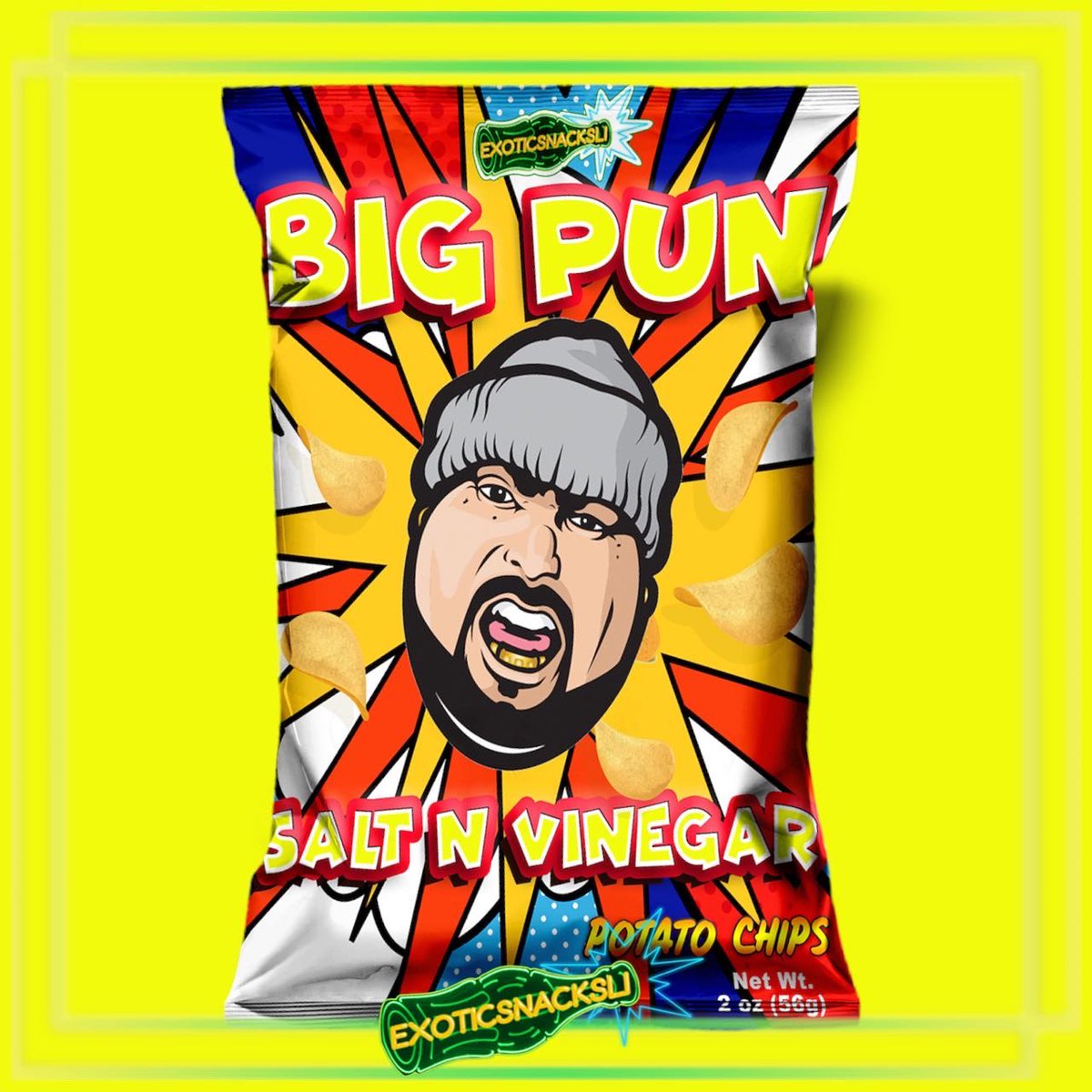 exoticsnacksli's tweet photo. We are Excited to announce our next collaborations at @exoticsnacksli 
 @officialbigpun BIG PUN SALT N VINEGAR POTATO CHIPS

Pre orders now available on our website
#bigpun #bigpunisher #exoticsnacks #hiphop #latino #bronx #puertorico #ny #nyc #90sbaby #bigmood #iconic #Legends https://t.co/YSBCCAka3G