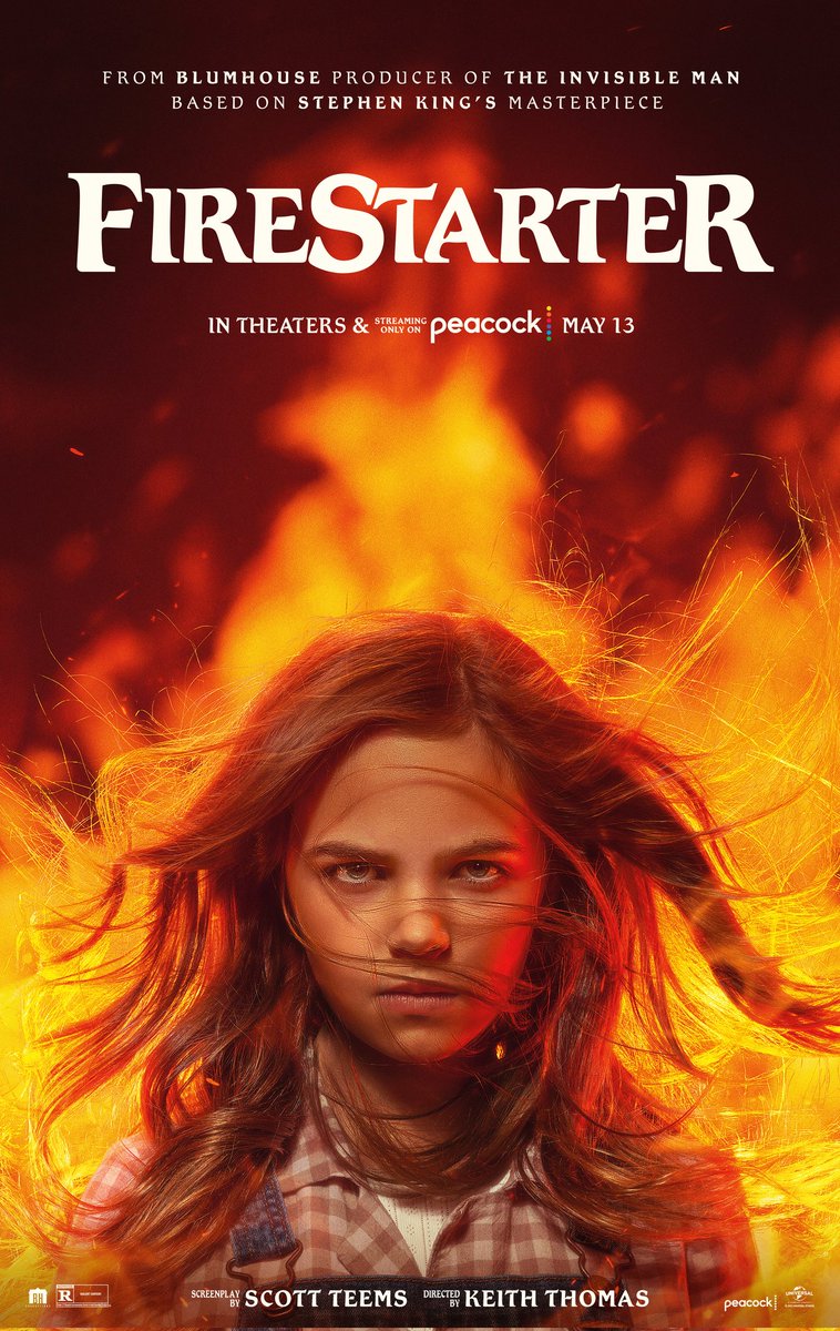 [Official Movie Trailer]
[Coming to Movie Theaters & Streaming on Peacock]
#Firestarter 
@KarlsburgReview

Movie:
Firestarter

Release Date:
May 13th, 2022
----
https://t.co/MI5H8nBN9u https://t.co/jckuGRBXDC