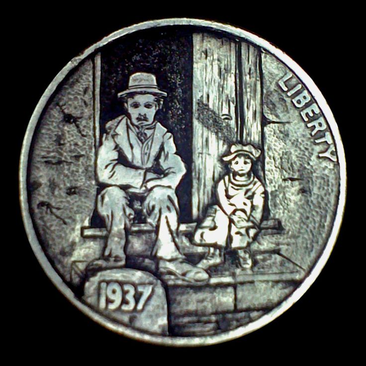 Hobo_Nickel_Soc's tweet photo. #OTD February 7, 1914 First appearance of #CharlieChaplin's #LittleTramp persona in Kid Auto Races #HoboNickel #CoinCarving by @DimasGrabador
 @grabadosDimas https://t.co/LVMfo2iAuU