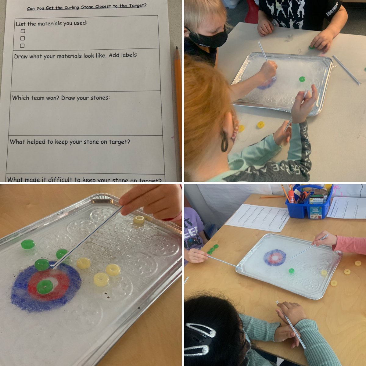 As part of our Olympic Spirit week, today’s stem challenge was focussed around Olympic curling and the force of friction! ⁦<a href="/KCAKentville/">KCA</a>⁩