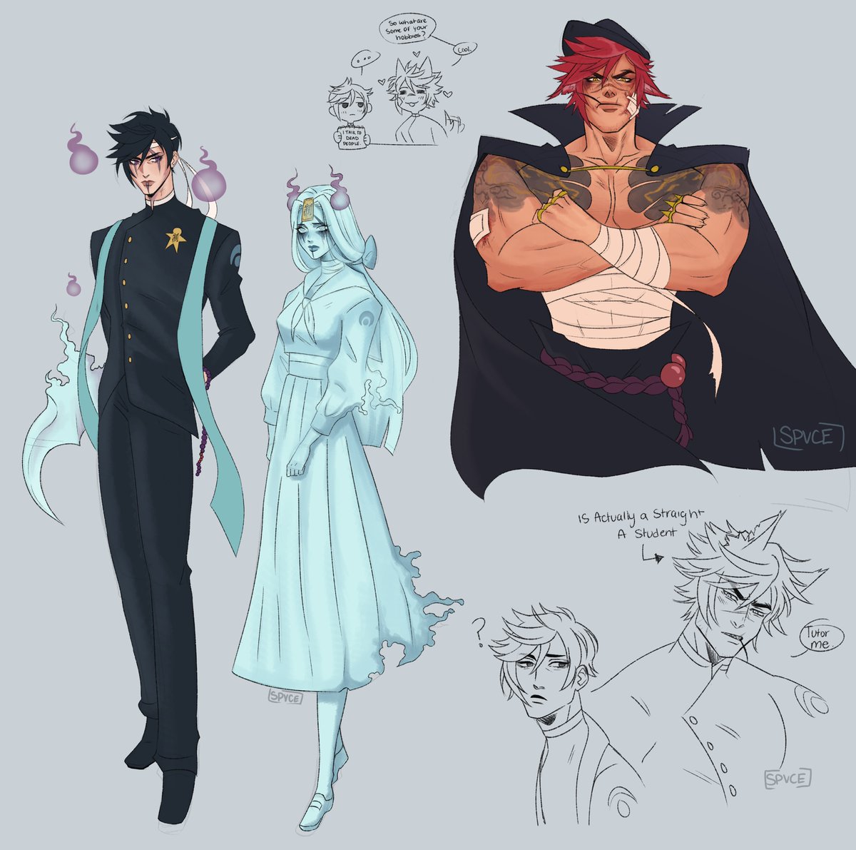 SpvceRvnger's tweet photo. #Settphel concept/au doodles 

President of the fight club Sett and his creepy goth bf Phel who talks to his dead twin sister https://t.co/kBEDkgVaYy