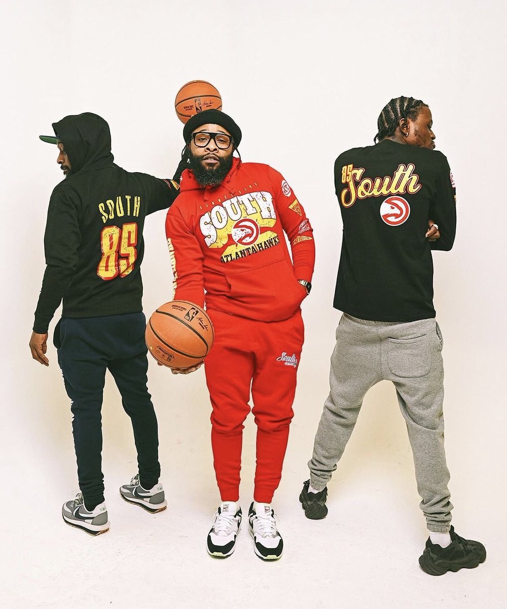 KarlousM's tweet photo. We (an independent black owned company) just did a merch collab with a real NBA team! Much love to the @ATLHawks for believing in us and providing the opportunity. @85SouthShow https://t.co/InZKbTGSX2